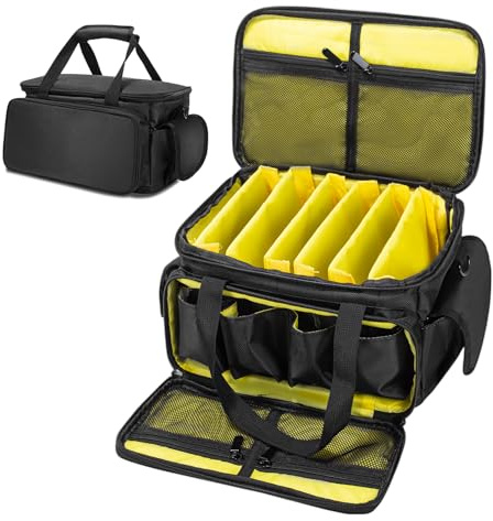 Muscab DJ Cable File Bag DJ Cable Organizer Bag Gig Bag with 6 Detachable Dividers for Cords, DJ Gear,Sound Instrument and Accessories (12.2x8x7 Inch)