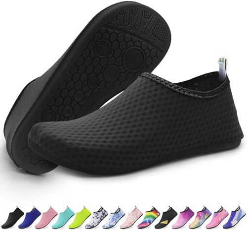 Quick-Dry Water Shoes for Men & Women – Lightweight Beach Shoes with Anti-Slip Sole | Ideal for Swimming, Surfing & Outdoor Sports | Black-38-39