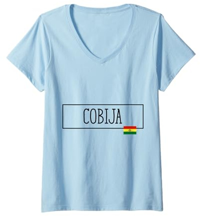 Mujer Cobija Country Bolivia Viaje Familiar Boliviano Hombres Mujeres Camiseta Cuello V
