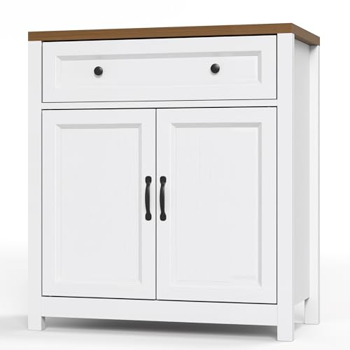 Blishom Credenza Mobile da Cucina,Credenza Buffet con piano di lavoro, con 2 ante e 1 cassetto, per sala da pranzo, cucina,Soggiorno,76x85x40CM,Retro