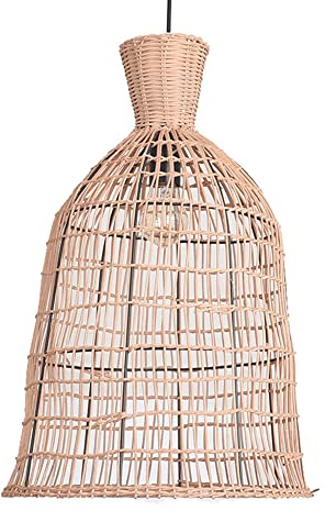 WGFJKI Lampada a Sospensione in bambù a Nido d'uccello E26 Base Rotonda Lampada a Sospensione Cesto Lampade a Sospensione in Fattoria Lampada a Sospensione in Stile Americano Beige per Cucina,