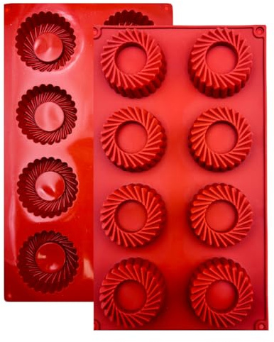 Moule en Silicone,1 Moule SPIRALE 8 avec Revêtement Antiadhésif, Moule en Silicone Pâtisserie pour Muffins, Brownies, Gâteaux, Pudding, Glaçons, Gelée, Quiches (29 x 17 cm) – 8 cavités