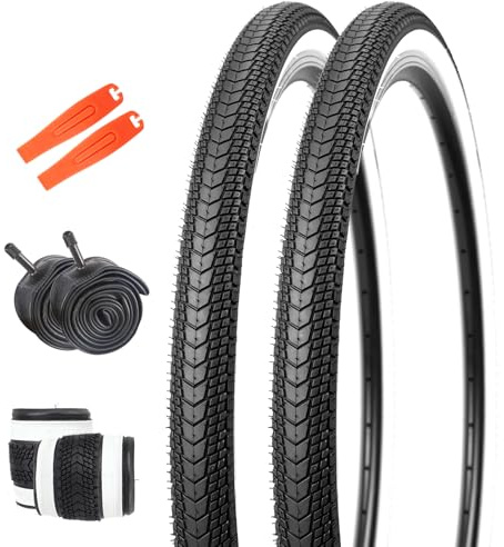 MEGHNA Pneu de vélo 26 pouces 26 x 1,75 (44-559) + 2 chambres à air AV48 mm + 2 démonte-pneus – Kit de pneus de vélo pour vélo de ville, VTT, vélo de trekking, vélo jeune, vélo pliant