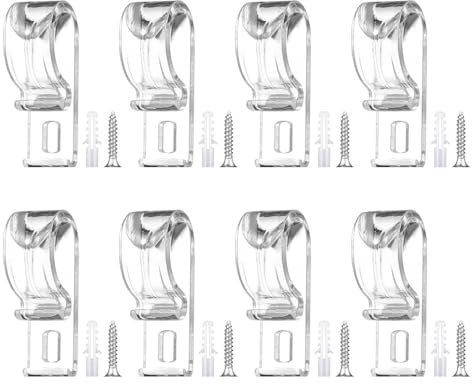 8 Sets Roman Blind P Clip, Plastic Roman Roller Blind Chain Cord P Clips Hooks Child Safety Roller Blind Clips for Blinds with 8 Screws and 8 Plastic Pillars
