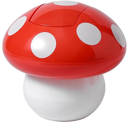 COHEALI Mini Cubo de Basura de Mesa Rojo Tapa Abatible Diseño Hongo Adorable Pequeño Bote de Basura para Oficina y Hogar Cubo Compacto para Escritorio y Encimera
