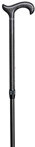 Gehstock Carbon-Derby Ergonomic, bequemer Derbygriff aus Carbon,anthrazit, aufgesetzt auf einen Stock aus leichtem Carbon, anthrazit kariert, höhenverstellbar inklusiv schlankem Gummipuffer.