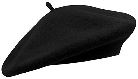 Umeepar Damen Wolle Französischen Baskenmütze (Schwarz)