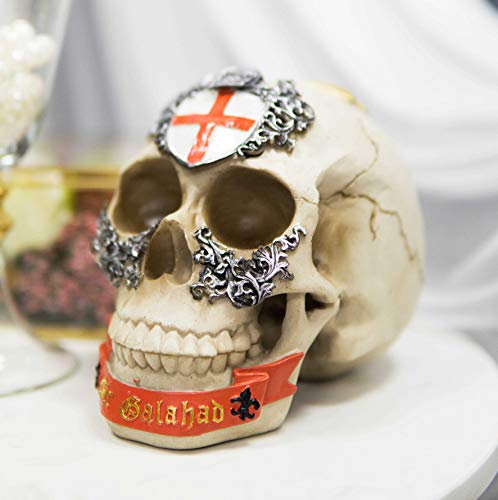 Ebros Gift Matter of Britain König Arthur und die Ritter des runden Tisches, Gothic-Totenkopf-Statue, mittelalterliche Artus-Legenden, Totenköpfe, makabre Figur (Sir Galahad)