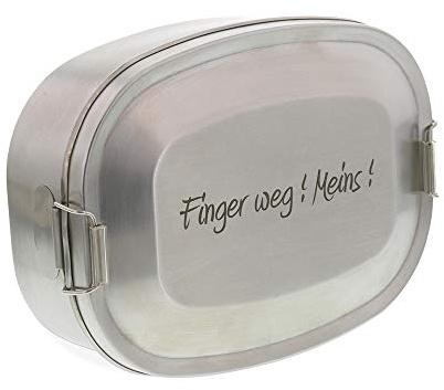 Brotdose groß personalisiert, Edelstahl graviert, Erwachsene, 18x14x5 cm | Lunchbox mit Namen oder Wunschtext – für Arbeit, Schule, Wandern und Camping, spülmaschinenfest und rostfrei