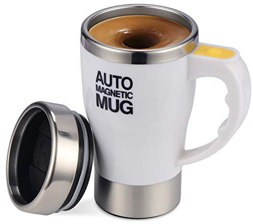 TsunNee 320ML Electric Self Stirring Coffee Mug, Stainless Steel Auto Magnetic Mug, Auto Mixing Cup for Coffee Tea Hot Chocolate Milk Cocoa Protein, White