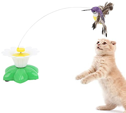 HEEPDD Rotierender Vogel Katzenspielzeug, Vogel Katzenspielzeug Lebensechtes Flattern Geräusch Elektrisch Fliegender Vogel Katzenspielzeug für Kätzchen Kleintiere