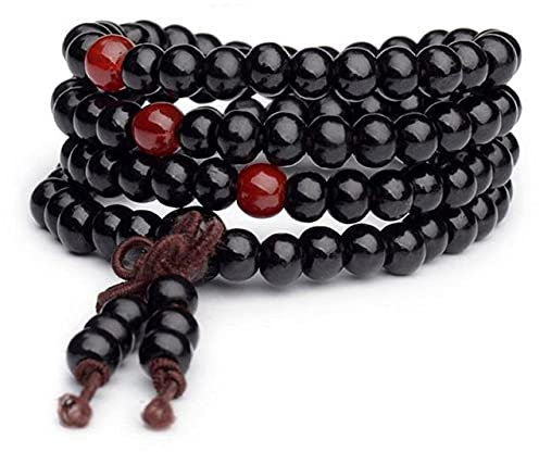 HONGE Gebetsperlen-Armband, tibetischer, buddhistischer Rosenkranz, Charm, Meditationskette, Yoga, Glücksbringer, Holzarmband für Damen und Herren