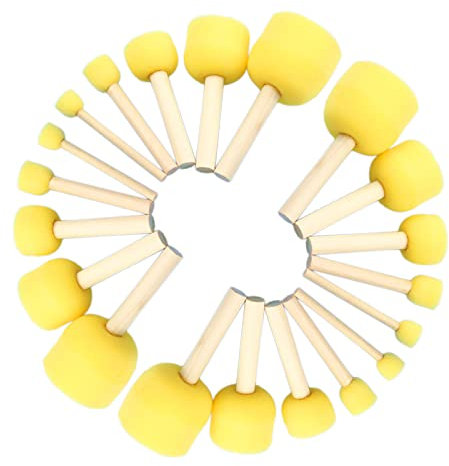 20 Stück Schwammpinsel Runde Schaum Pinsel mit Holzgriff Pinselset aus Schaumstoff für Kinder Malerei Doodle DIY Kunst Handwerk