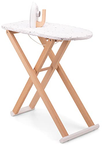 New Classic Toys 18360 Bügelbrett aus Holz, inkl. Bügeleisen