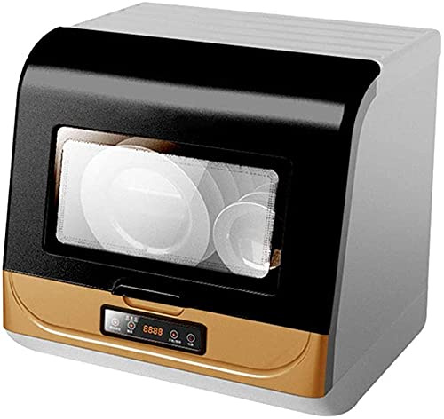 Mini lave-vaisselle automatique à haute pression avec intérieur en acier inoxydable et support à 6 niveaux, pulvérisation rotative à 360°, azimut blanc