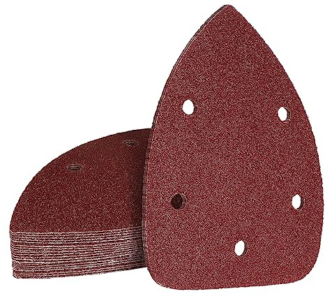 60 Grit Mouse Sander Sandpaper, Jamiikury 5 Hole Detail Sander Sandpaper Palm Sander Paper Mouse Sanding Pads Hook and Loop Sanding Sheets - Pack of 20