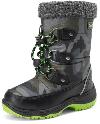 DREAM PAIRS Kids Bottes de Neige pour Enfants Imperméables et Antidérapantes Bottes de Hiver Chaude pour Garçons Filles,Size 36,Camo/Vert,SDSB2228K