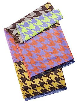 CODELLO Damen Gewebter Schal mit Blockstreifen im Hahnentritt-Design