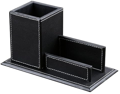 Ciieeo Pu Leder Stifthalter Visitenkartenhalter Desktop Organizer Business Schreibtischaufbewahrung Bürobedarf Schwarz