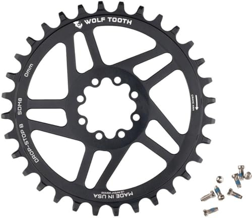 Wolf Tooth SRAM 8-Bolt Direct Mount Kettenblatt, Boost 55mm/Offset 0mm, 34 Z., Drop-Stop B, Black, SDM8-R-B-00F-34
