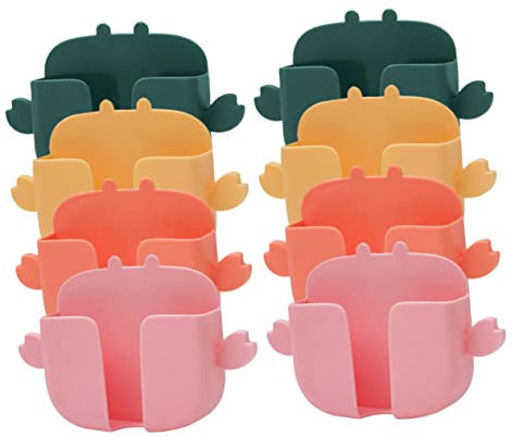 OSALADI 8pcs Adhesive Wall Phone Holder Cute Mobile Charger Stand Punch Remote Controller Rack for Home Office Bedroom Kitchen Organization