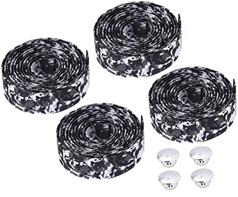 KICHOUSE Lenkerband für Fahrräder 2 Stück bequem PU-Leder gemustert Camouflage weiß grau 200 x 3 cm