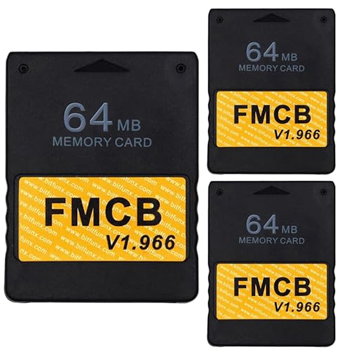 Skywin FMCB Free McBoot Card v1.966 Lot de 3 cartes mémoire PS2 Plug and Play 64 Go pour jeux sur disque USB ou disque dur