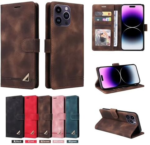Beajew [RFID Schutz für Xiaomi 13T/13T Pro Hülle PU Leder Handyhülle Lederhülle Klapphülle Kartenfach Flip Cover Handy hülle Leather Wallet Phone Case,mit Kartenfach,Braun