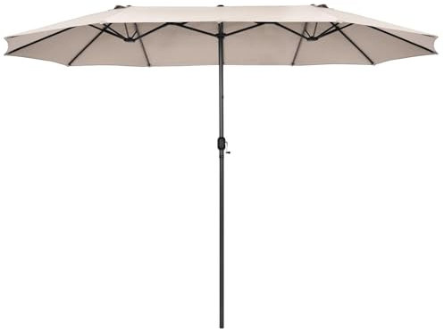 HESHEQ Garten Sonnenschirme Balkonschirm großer Sonnenschirm höhenverstellbar Kurbelvorrichtung zum Öffnen/Schließen Marktschirm for Garten, Terrasse & Pool (Beige)