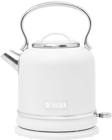Haden Chelsea 1.7 Liter Electric Water Kettle w/ 360-Degree Base, Ivory & Chrome