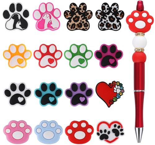 WEWAYSMILE 16 Pièces Perles Focales en Silicone Perles Focales en Silicone Perles De Silicone En Vrac Pour Kit De Fabrication De Stylos Porte Clés Bracelets De Perles Artisanaux