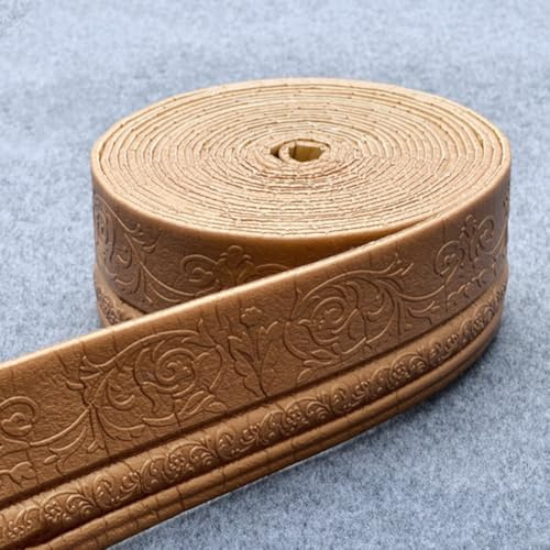 EasyByMall 3D Foam Baseboard Skirting Border, 10M*10cm Edge Strip Border Dado Rail Decoration, for Living Room Bedroom Kitchen Home(Brown)