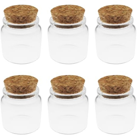 yyangz Lot de 6 mini bouteilles en verre de 50 ml avec bouchon à baïonnette en liège avec logo pour emballer des médicaments, des parfums, des décorations de mariage