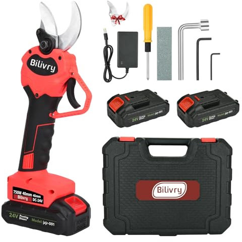 Forbici Potatura a Batteria 40 mm: con 2x3000 mAh Batteria, 24V Forbici Potatura Elettriche Adatto per Frutteto,Giardino,Fattoria
