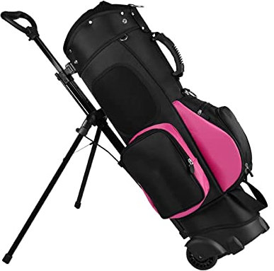 XNYXLPP Golf-Standtasche, Abnehmbarer Ständer und Räder, Golf-Trolley-Tasche, geeignet für den Außenbereich/einfach zu verstauen (Pink)