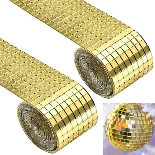 Bamyli Golden Mosaik Lot de 2928 miroirs carrés en verre - Carreaux de mosaïque autocollants - 5 x 5 mm - Pour bricolage et décoration