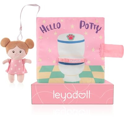 LeyaDoll Interactive Sensory Soft Cloth Book, Educational Crinkle Quiet Activity Busy Book for Babies,Toddler Travel Toy Gift for Boys and Girls (Hello Potty)