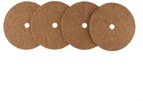 Sumsoctober Discos de mantillo de fibra de coco, paquete de 4 alfombrillas protectoras para base de árbol, control de humedad, 23 cm/25 cm