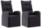 Massbinet Gartensessel mit Kissen 2 STK. Verstellbar Schwarz Poly Rattan