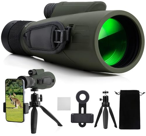 15-45x50 Zoom Monocular Telescope with BAK4 Prisms & FMC Lens, Portable Monoculars for Adults, Waterproof High Power Telescope with Smart Phone Adapter Tripod for Outdoor Hunting Hiking