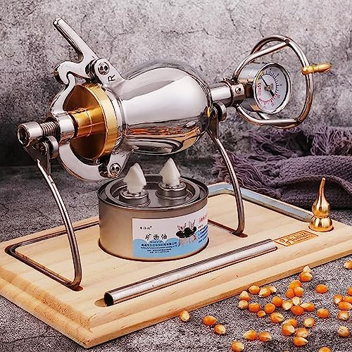 Máquina para Hacer Palomitas de maíz Vintage, de Acero Inoxidable 304, Mini Palomitas de Mano con manivela, Calentamiento Lento con indicador, pequeña (100 ml, roja, Grande (260 ml))