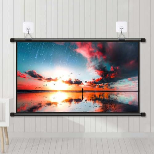 Pantalla para Proyector Enrollable De Alta Definición, 30/40/50/60/72 Pulgadas, Desplegable Fácil Instalación Y Funcionamiento, Ángulo De Visión Amplio, Pantalla De Proyección Exterior(4:3,40)