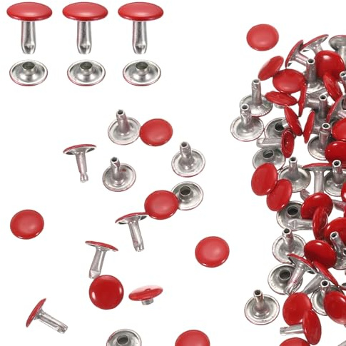 QUARKZMAN 100 Stück Hohlnieten, 10x10mm Leder Nieten, Studs Metall DIY Punk für Schraubnieten, Taschen, Lederband, Mäntel, Handschuhe, Gürtel, Dekoration, Handwerk (Rot)