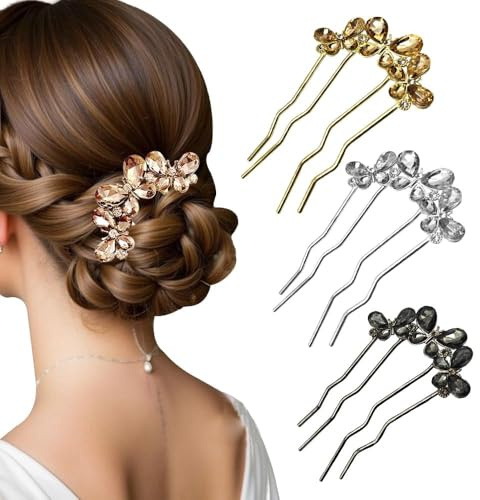 XFSRG Forcine Per Capelli Eleganti Con Strass Fermaglio Capelli Donna Per Acconciature Sposa Accessori Styling Capelli Per Occasioni Speciali