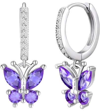 CENCERY Boucles d'oreilles femme pendantes boucle oreille femme Grenat Pierre de naissance avec coffret cadeau