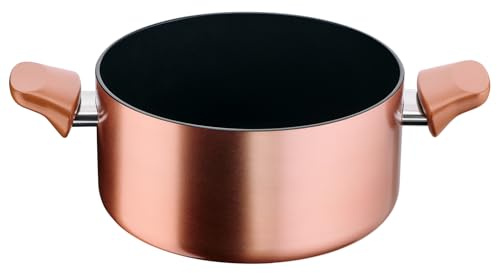 Lagostina Rosé, Casseruola Fonda a 2 Maniglie Antiaderente Ø 20 cm, Rivestimento Titanium, Indicatore di Calore Thermo-Signal, Manico Rivettato, Compatibile con Induzione, Colore Oro Rosa