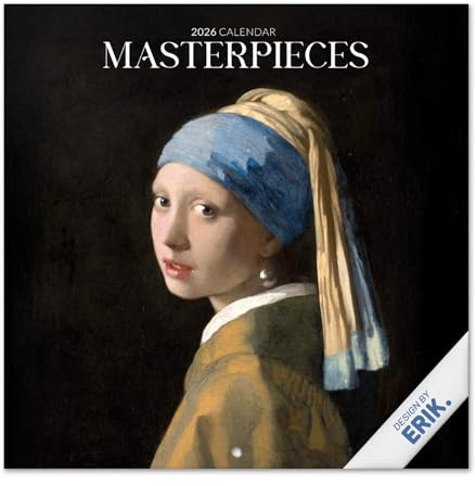 Grupo Erik Kalender 2026 Wandkalender Große Kunstwerke Kalender 2026 Familienplaner 30 x 30 cm 12 Monate + Letzten 4 Monate 2025 auf einer Seite - Offizieller Fanartikel Merch