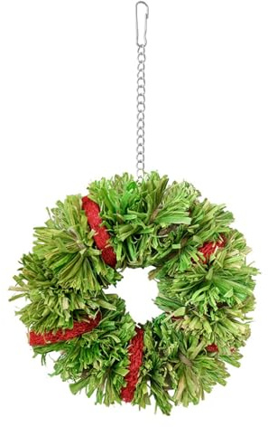 Oxtxuzdm Juguete para Masticar Loros Pájaros Grandes Jaula De Paja Esponja Masticar Maíz Jaula Accesorios Pájaros con Columpio Esponja Vegetal