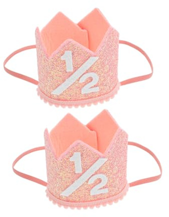Sosoport 2 Piezas Cumpleaños Infantil Media Edad Rosa Dorado Gorro Fiesta Suave y Ligero para Fotos Celebración Niñas