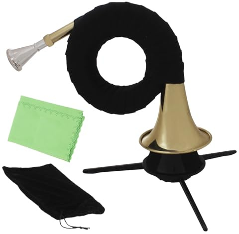 Franskt horn fickstorlek - miniatyr kopparmusikinstrument - franskt horn med bordsstativ | För musikövning, utomhusevenemang, resor, föreställningar och nybörjare